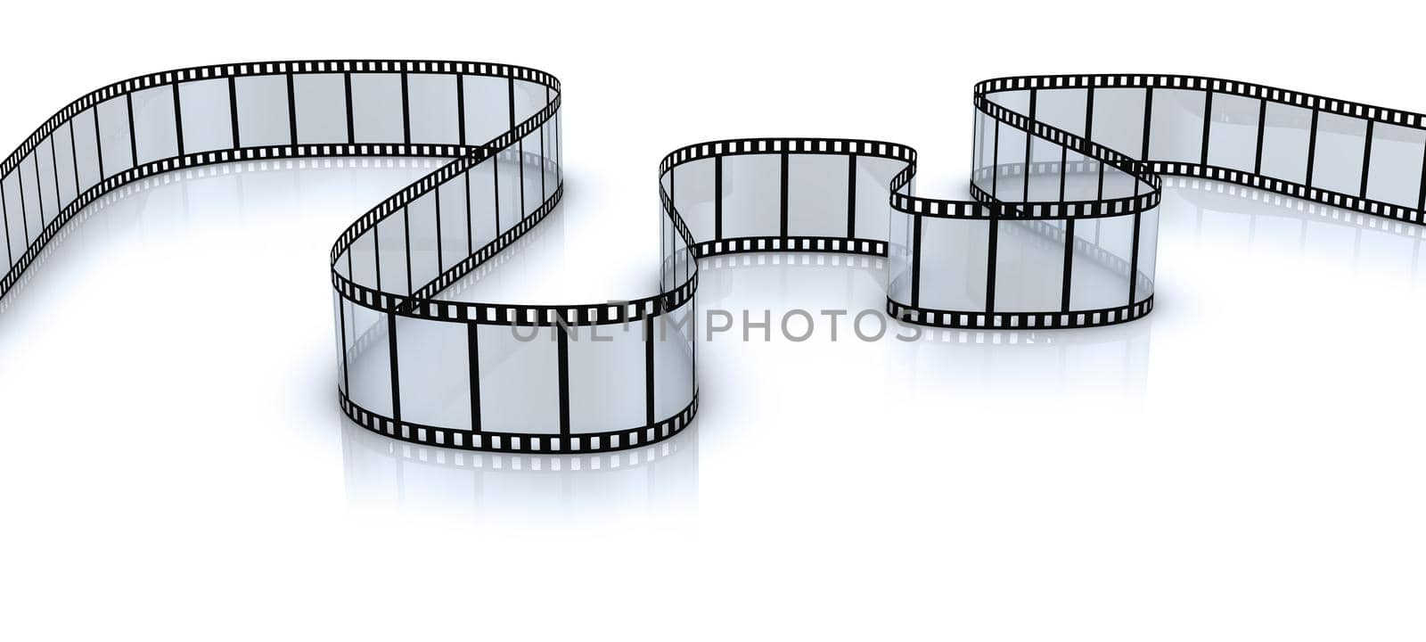 twisted blank film for a camera on a white background. 3d render.