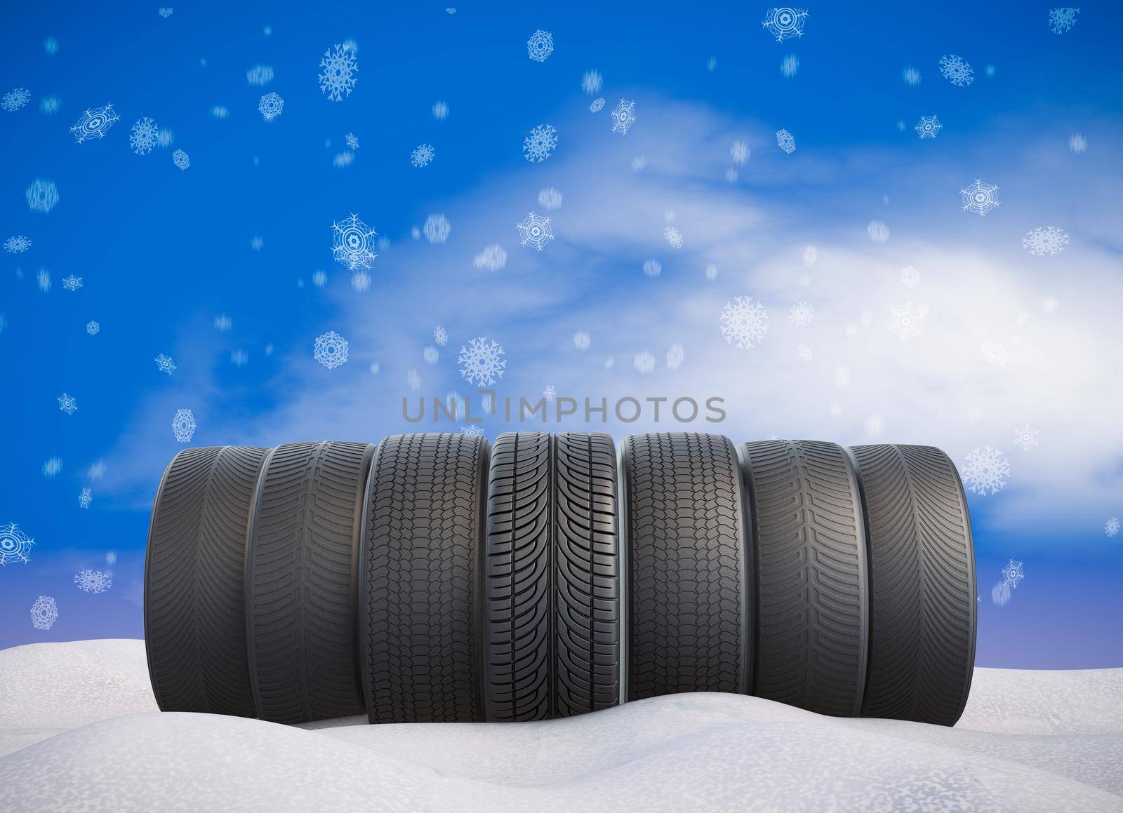 Car tires in the snow by rommma