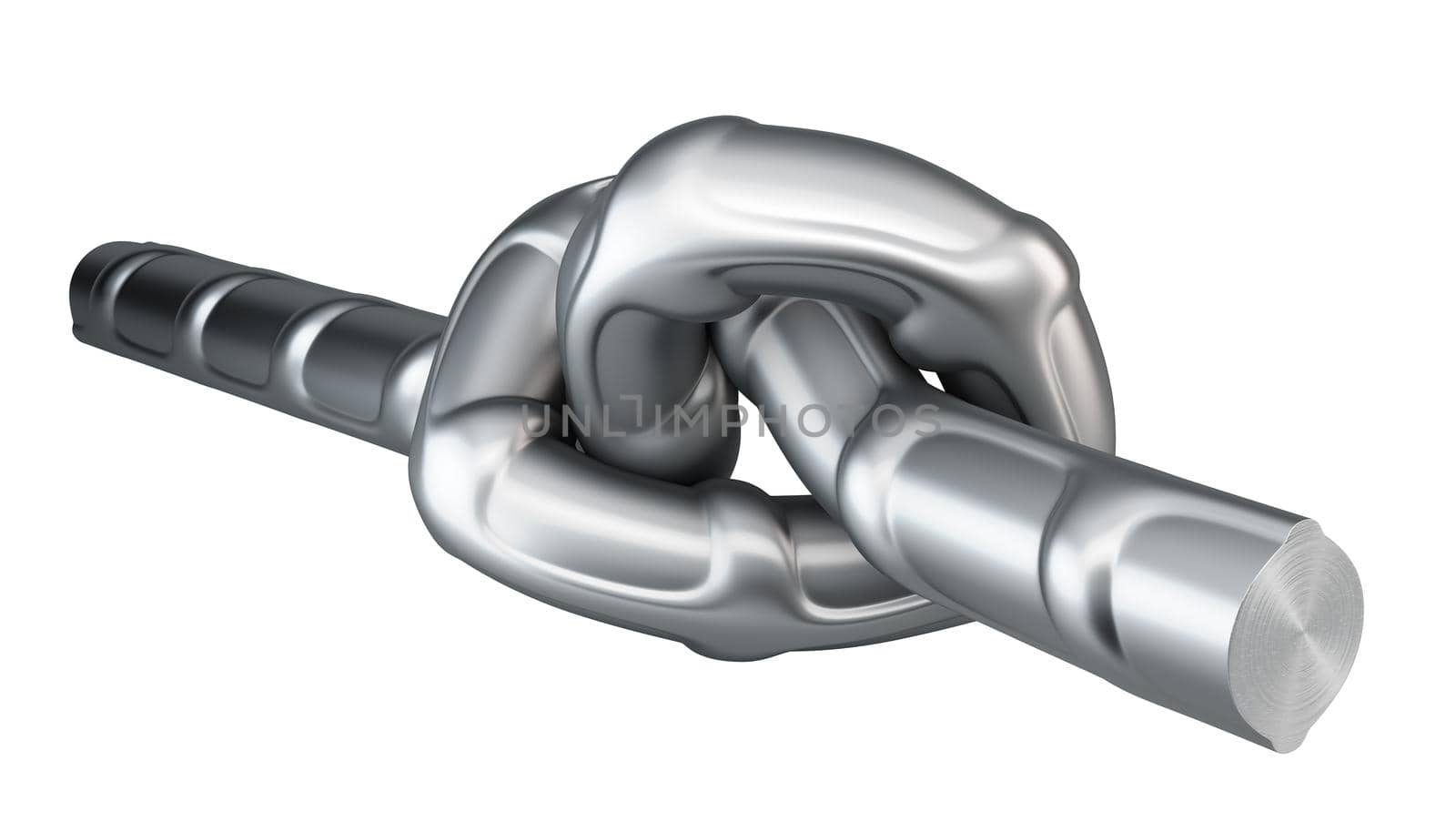 Metal fittings twisted into a knot. 3d render