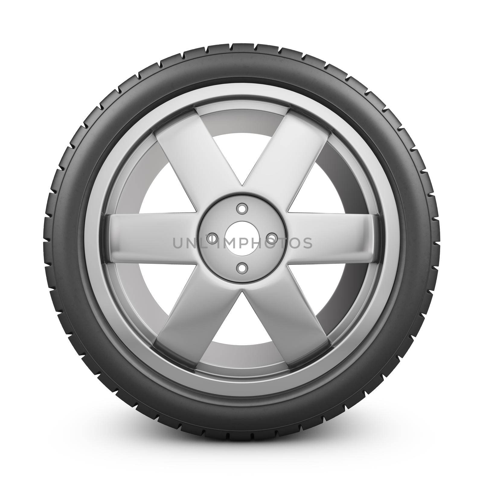 Modern wheel on a white background. 3d rendering.