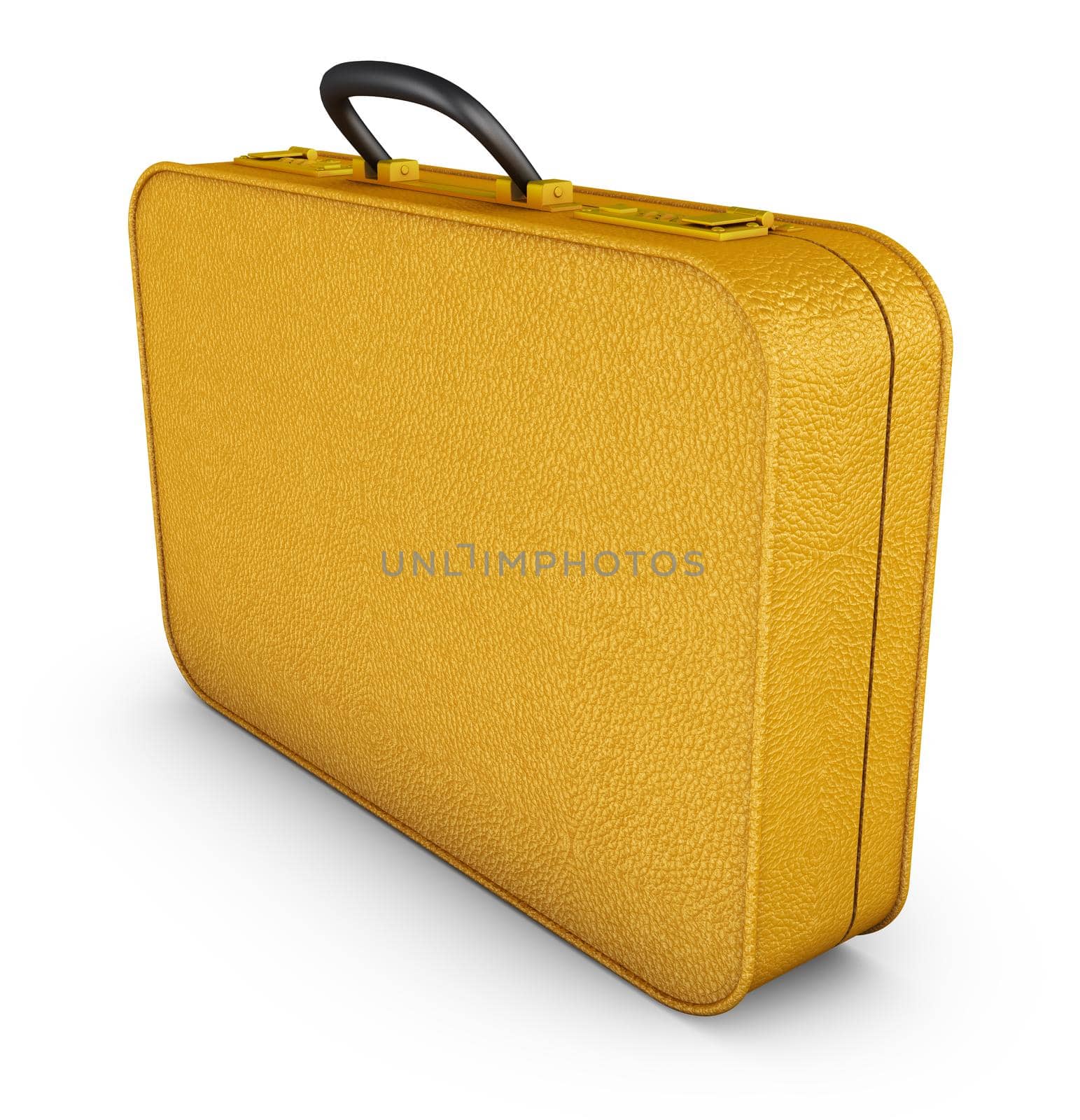Yellow suitcase on a white background. 3d render