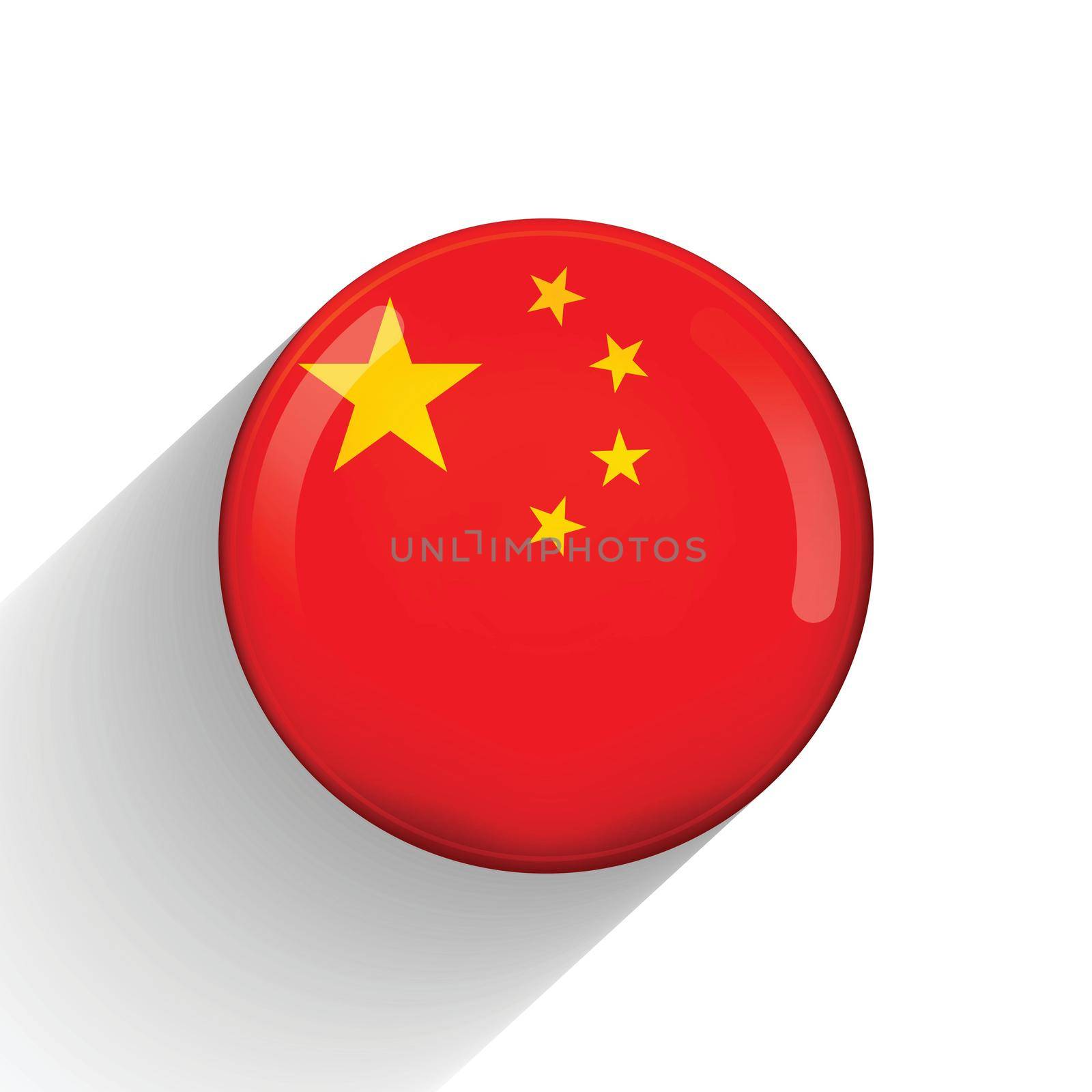 Glass light ball with flag of China. Round sphere, template icon. Chinese national symbol. Glossy realistic ball, 3D abstract vector illustration highlighted on a white background. Big bubble.