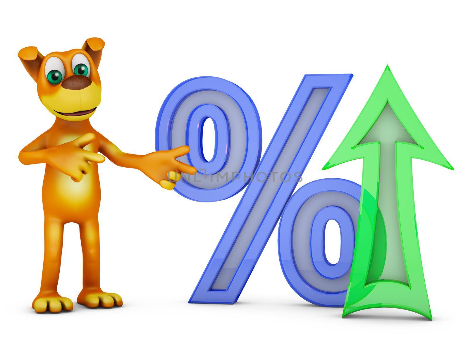 dog paw points on a volume percent figure. 3D rendering