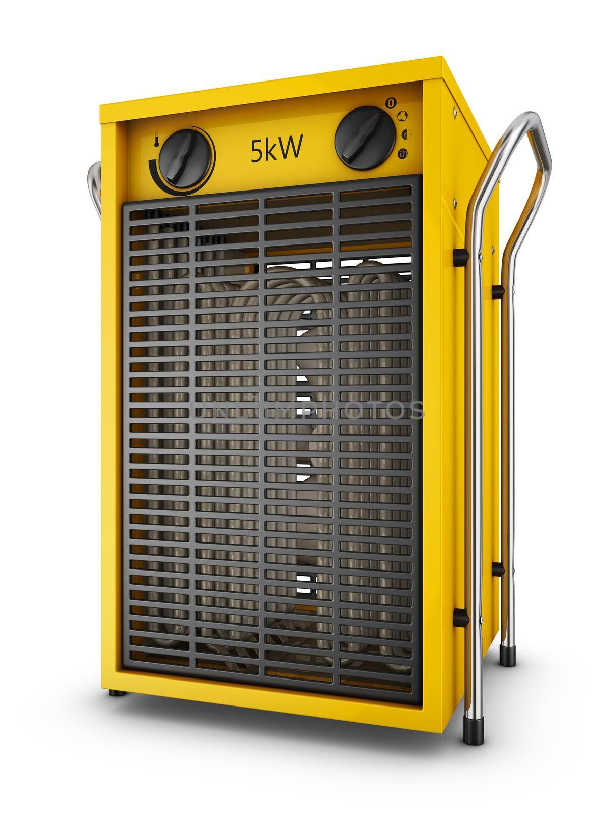 Industrial heat fan on a white background. 3d rendering.