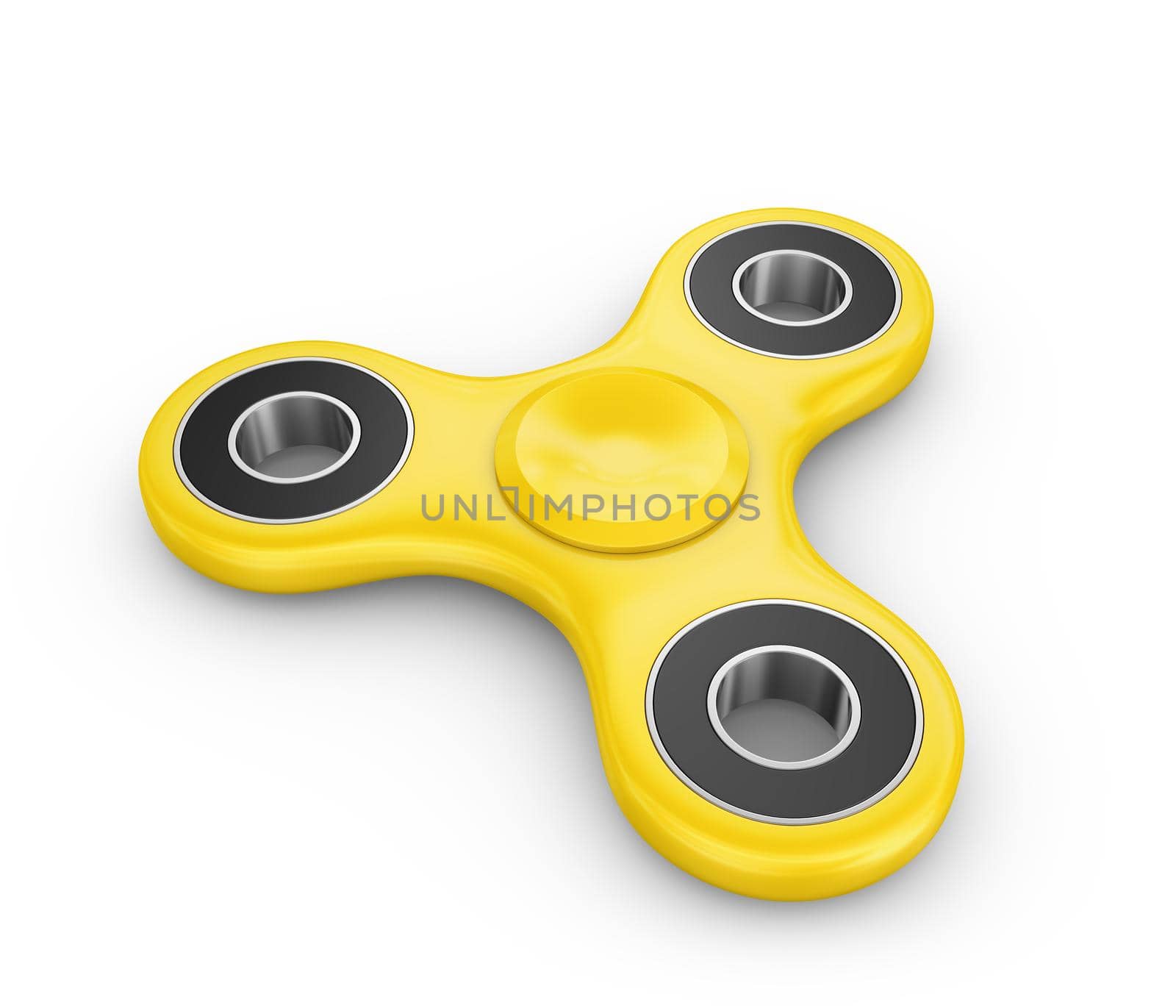 Spinner of yellow color on a white background. 3d rendering.