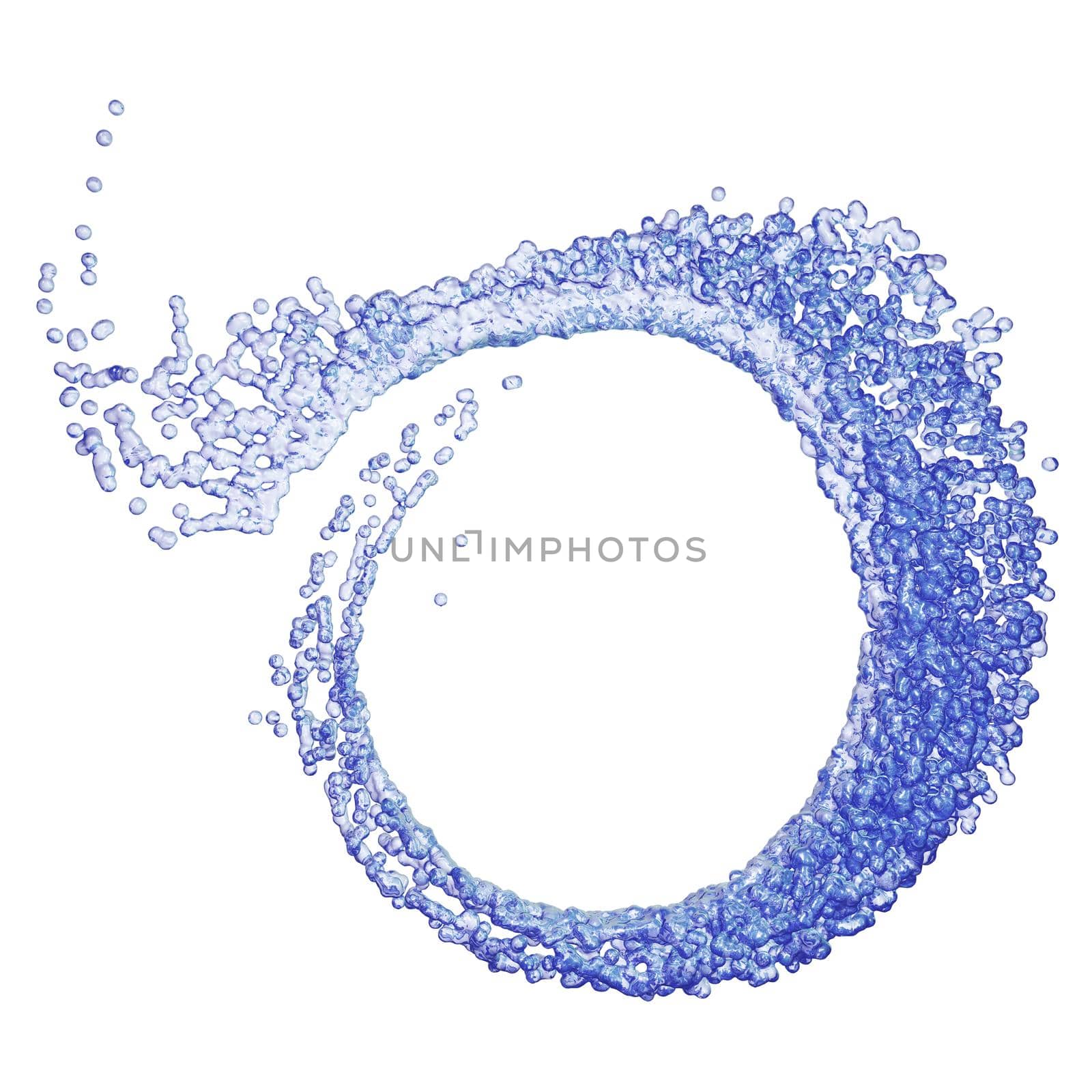 Splash blue liquid in the form of a spiral. 3d render.