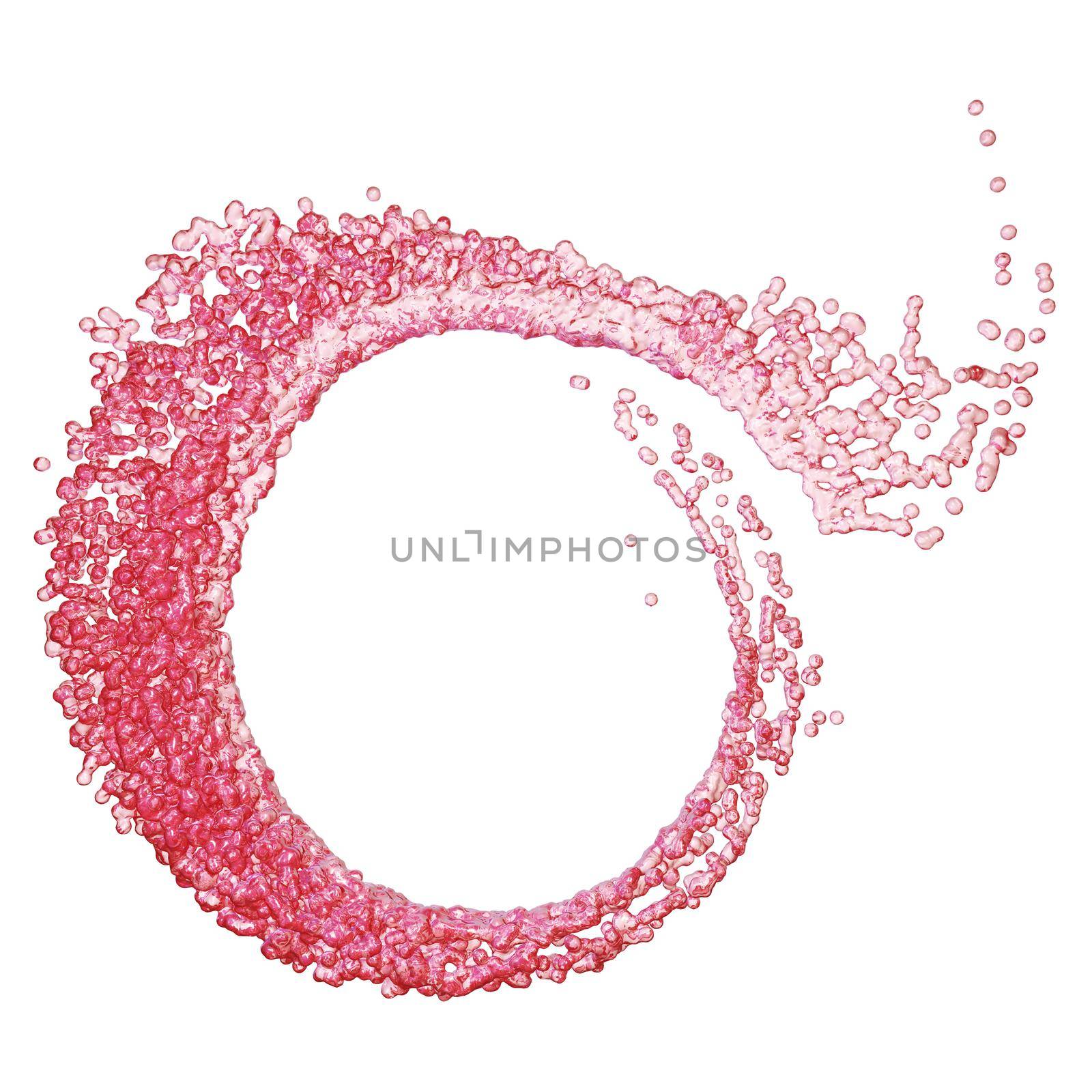 Splash red liquid in the form of a spiral. 3d render.