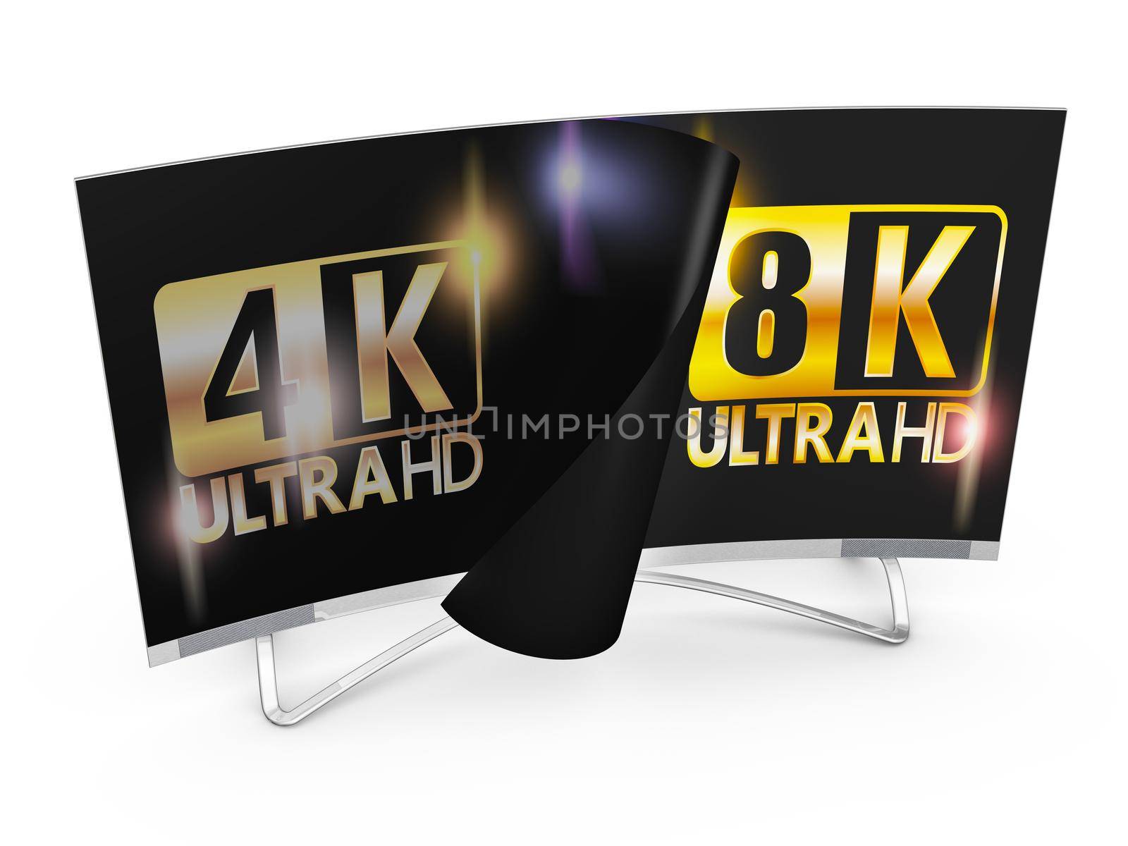 modern TV with 4k and 8K Ultra HD inscription on the screen