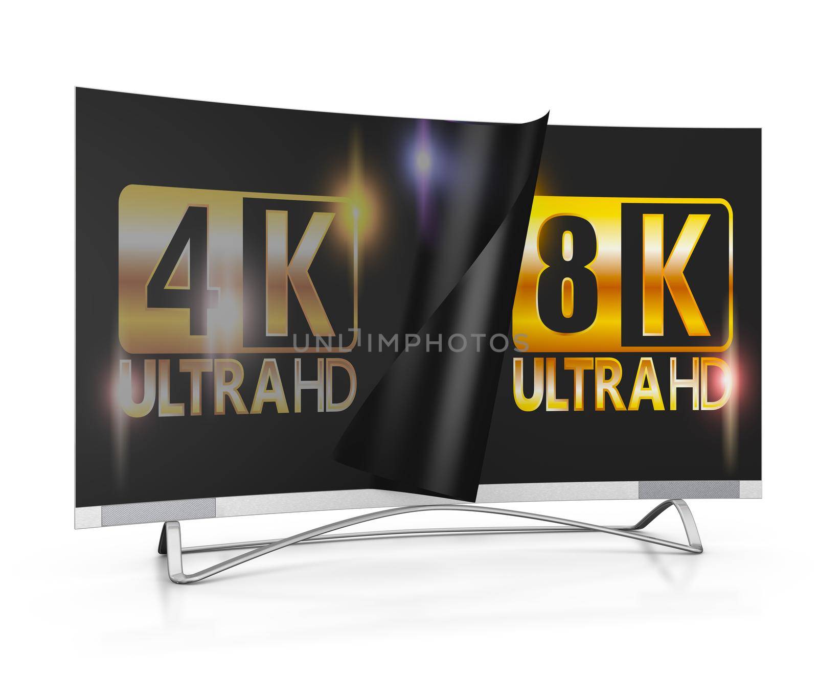 modern TV with 4k and 8K Ultra HD inscription on the screen
