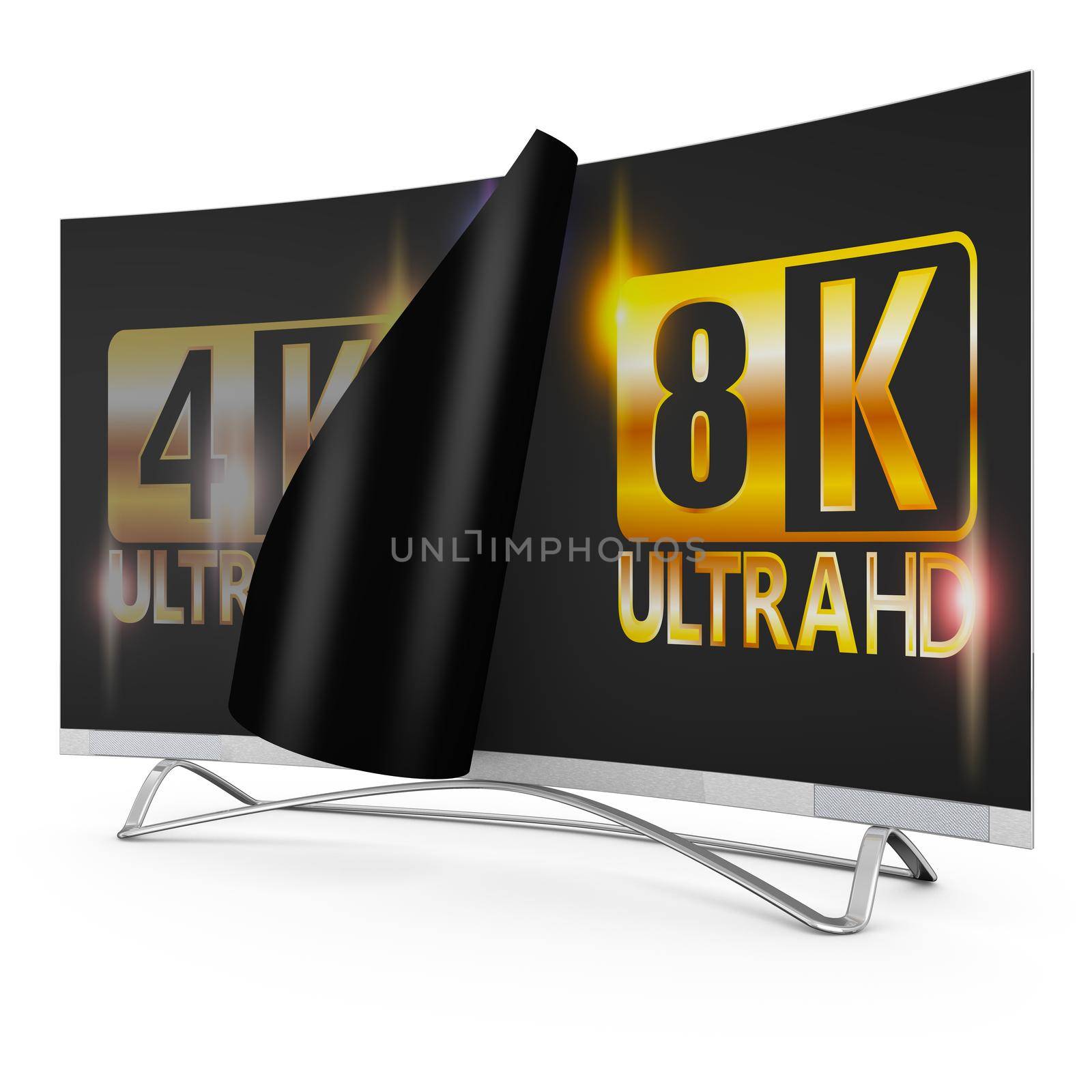 modern TV with 4k and 8K Ultra HD inscription on the screen