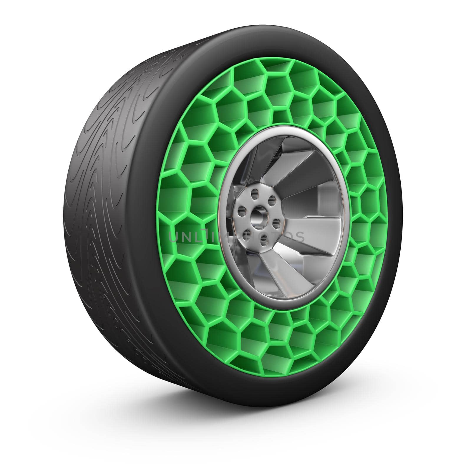 High tech airless wheel in the form of cells. 3D render.