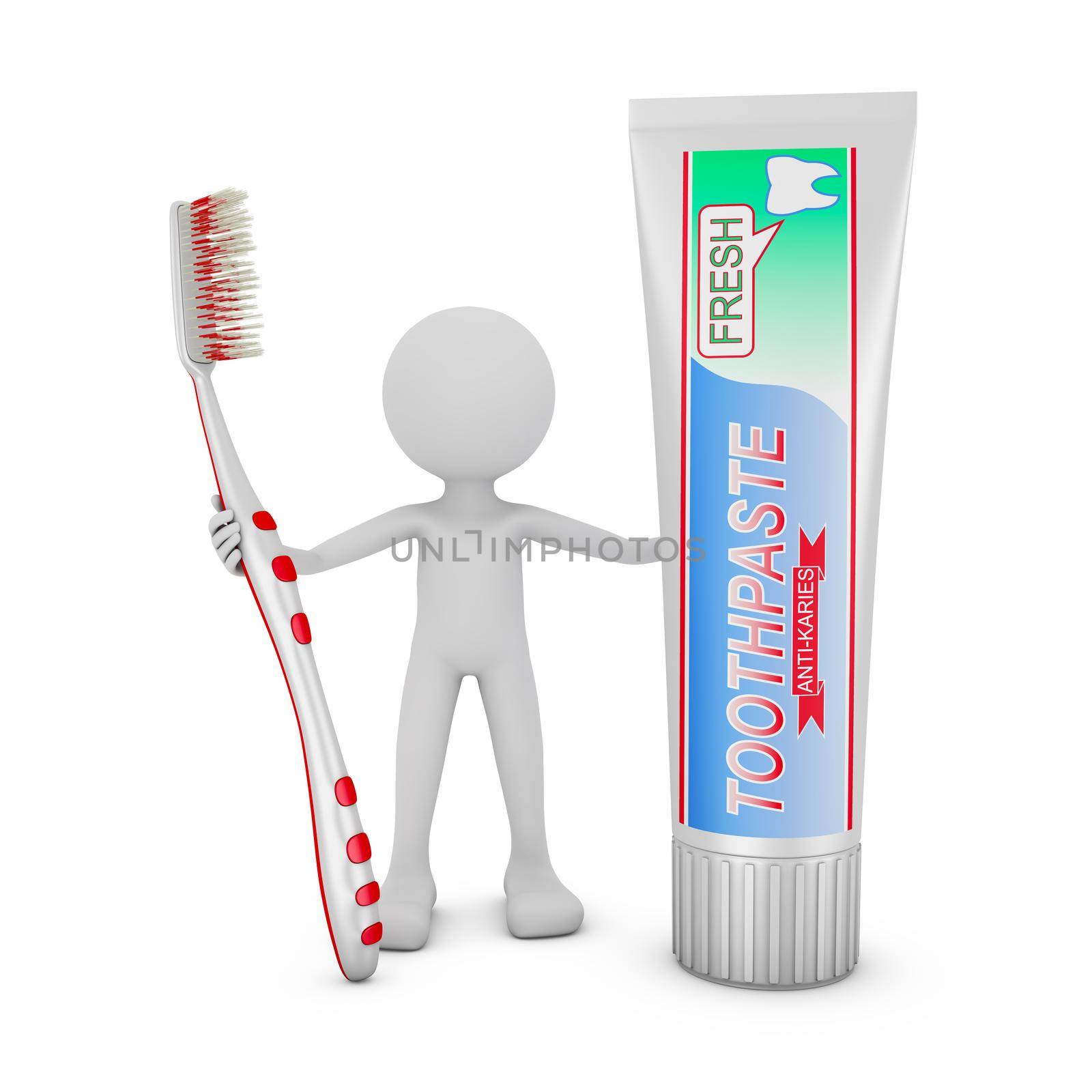 a man with a toothbrush and a tube of toothpaste