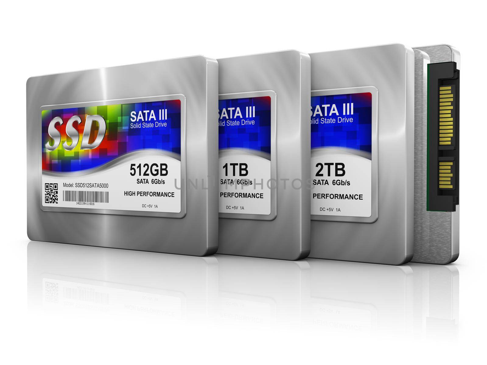 ssd hard drives on a white background