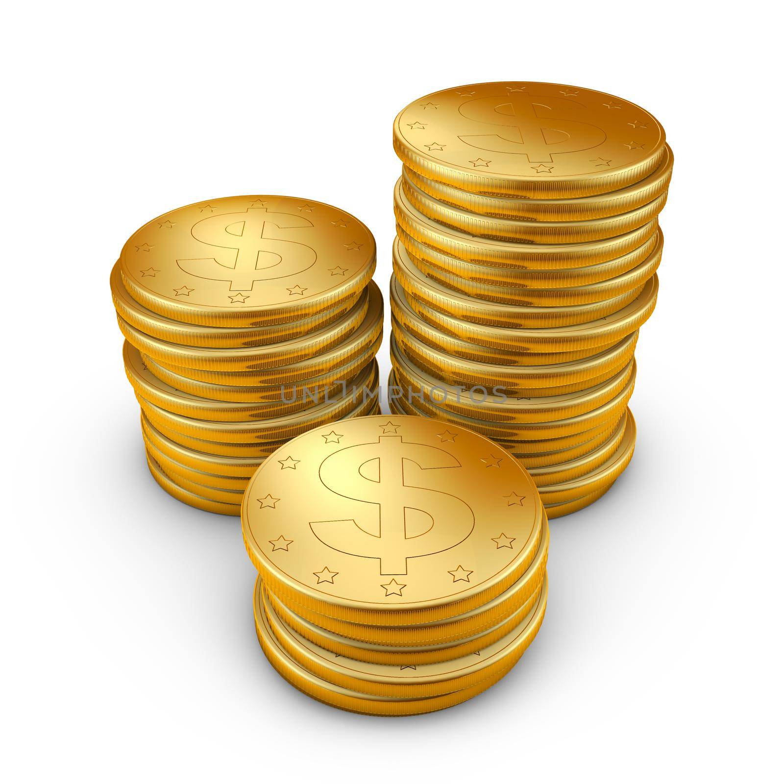 stacks of coins with a dollar sign