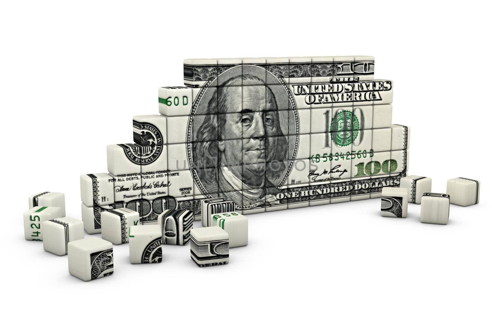 the figure of the cubes in the shape of a dollar
