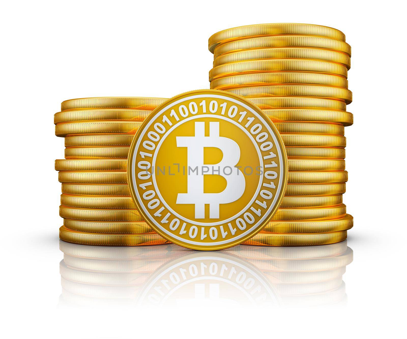 Bitcoins on a white background, 3d render