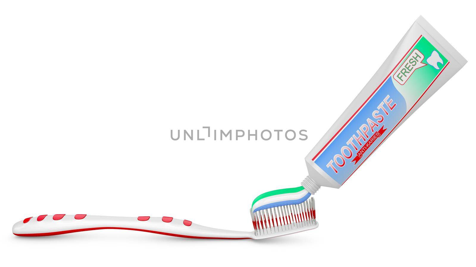 toothbrushes near the a tube of toothpaste.