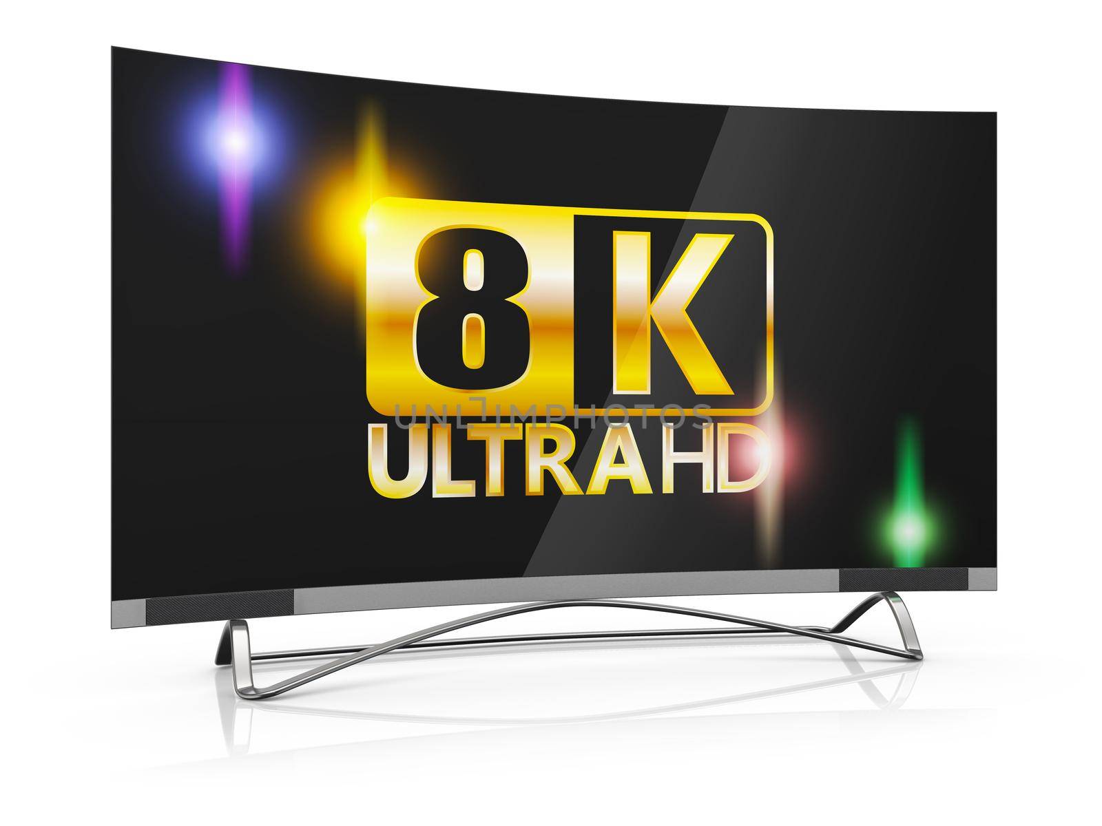 modern TV with 8K Ultra HD inscription on the screen