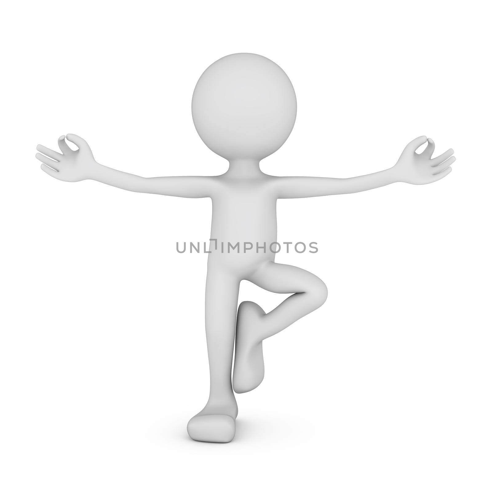 cartoon man in a zen pose 3d render