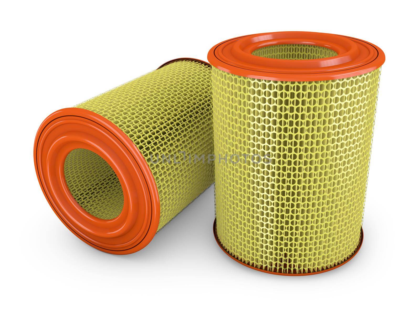 Air filter for a car on a white background