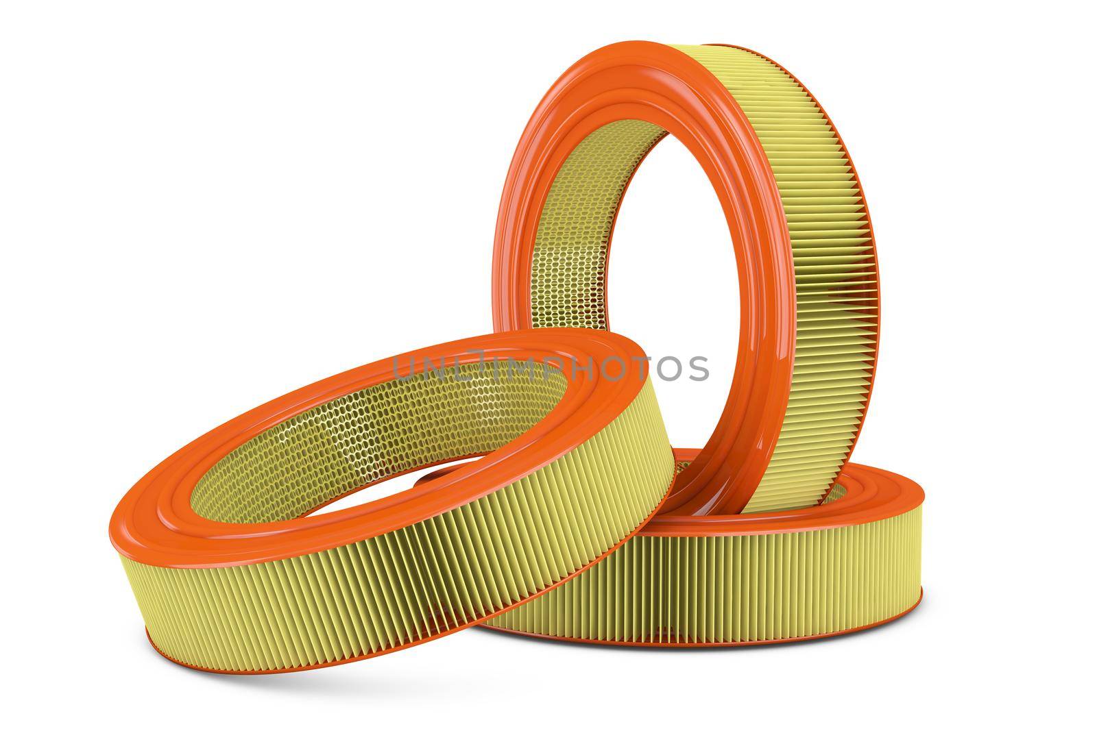 Air filter for a car on a white background