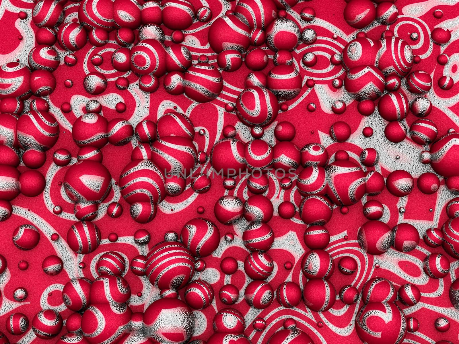 abstract pattern of spheres of different sizes