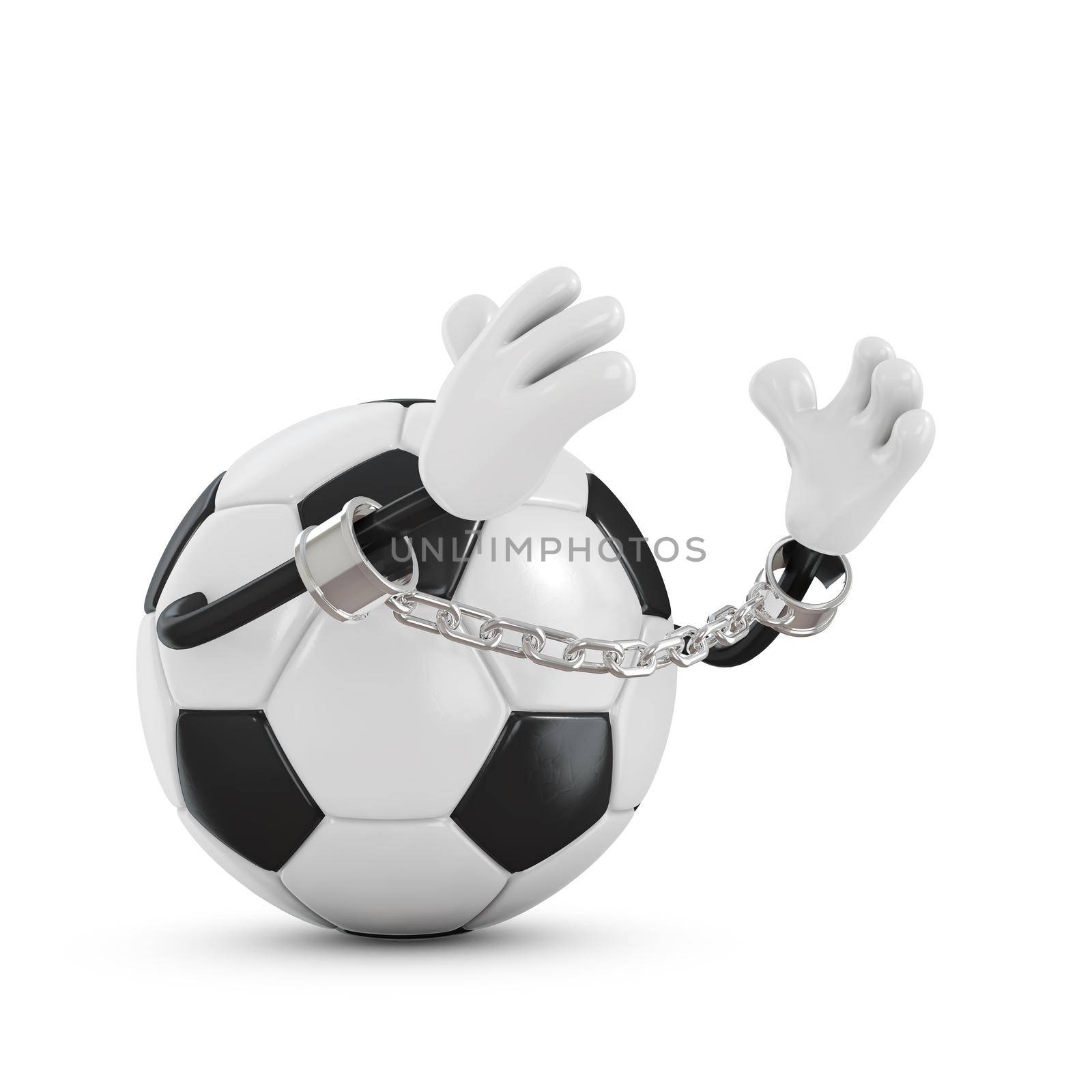 Ball for football in handcuffs with a chain