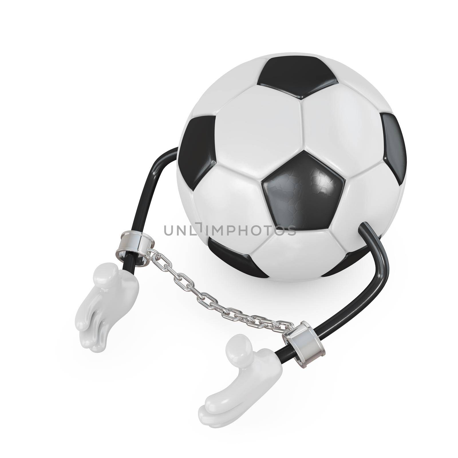 Ball for football in handcuffs with a chain