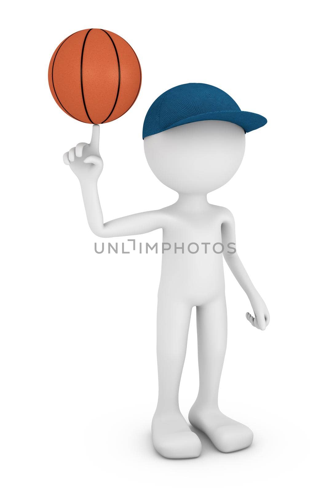 faceless man turns on his finger basketball