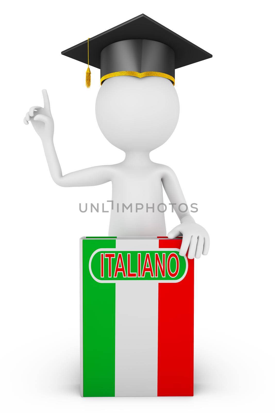 book with the flag of Italy and the man in the hat Masters