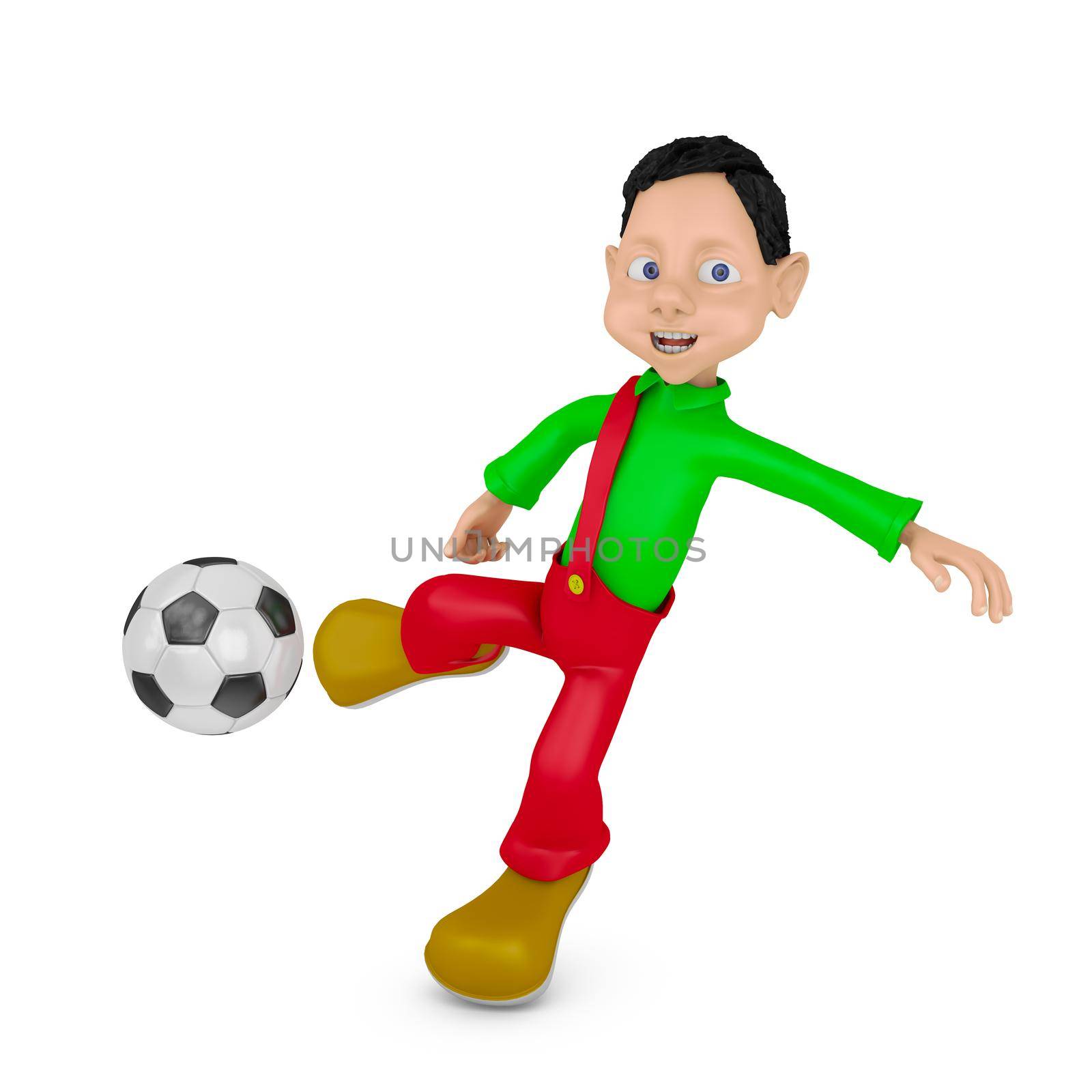 Boy and Ball on a white background