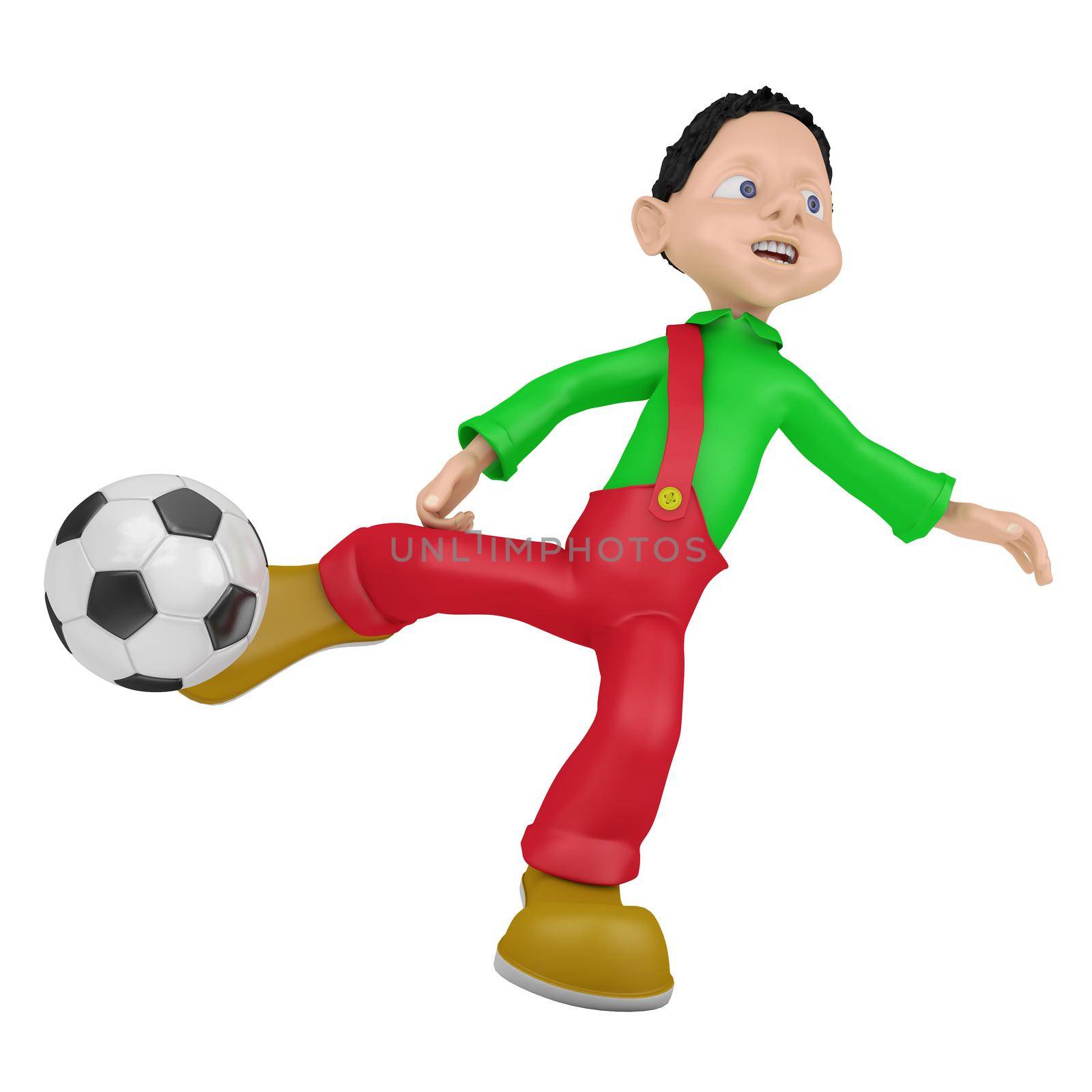 Boy and Ball on a white background