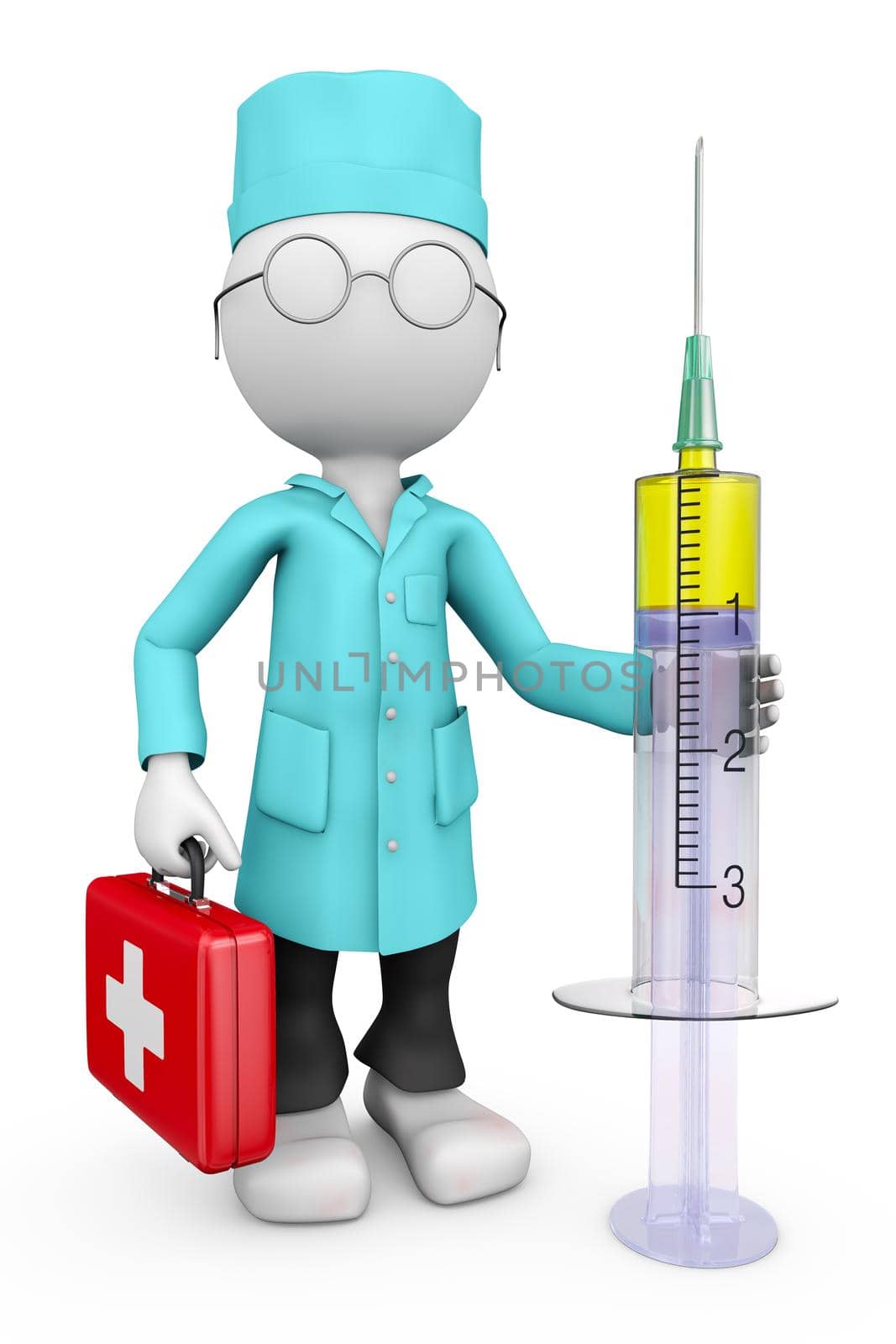 cartoon doctor with a syringe  by rommma