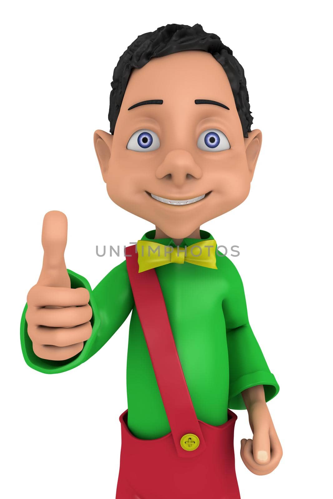 cheerful cartoon young boy in colored clothing