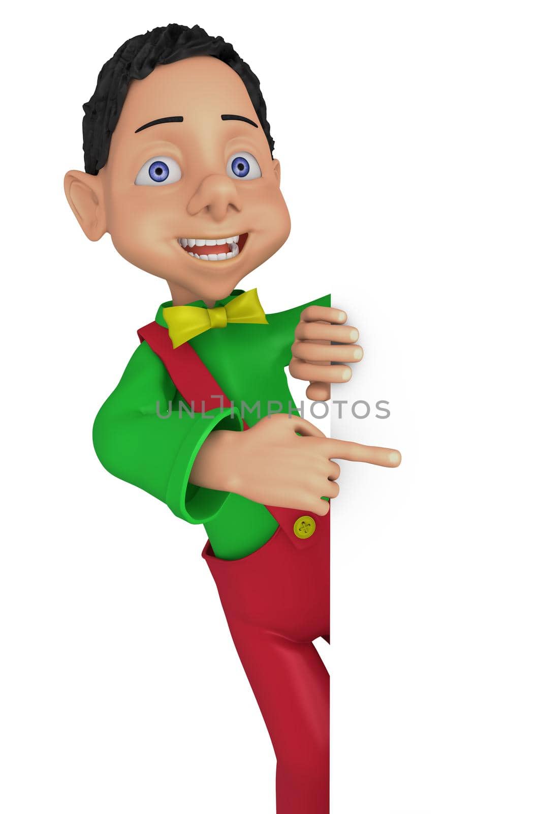 cheerful cartoon young boy in colored clothing