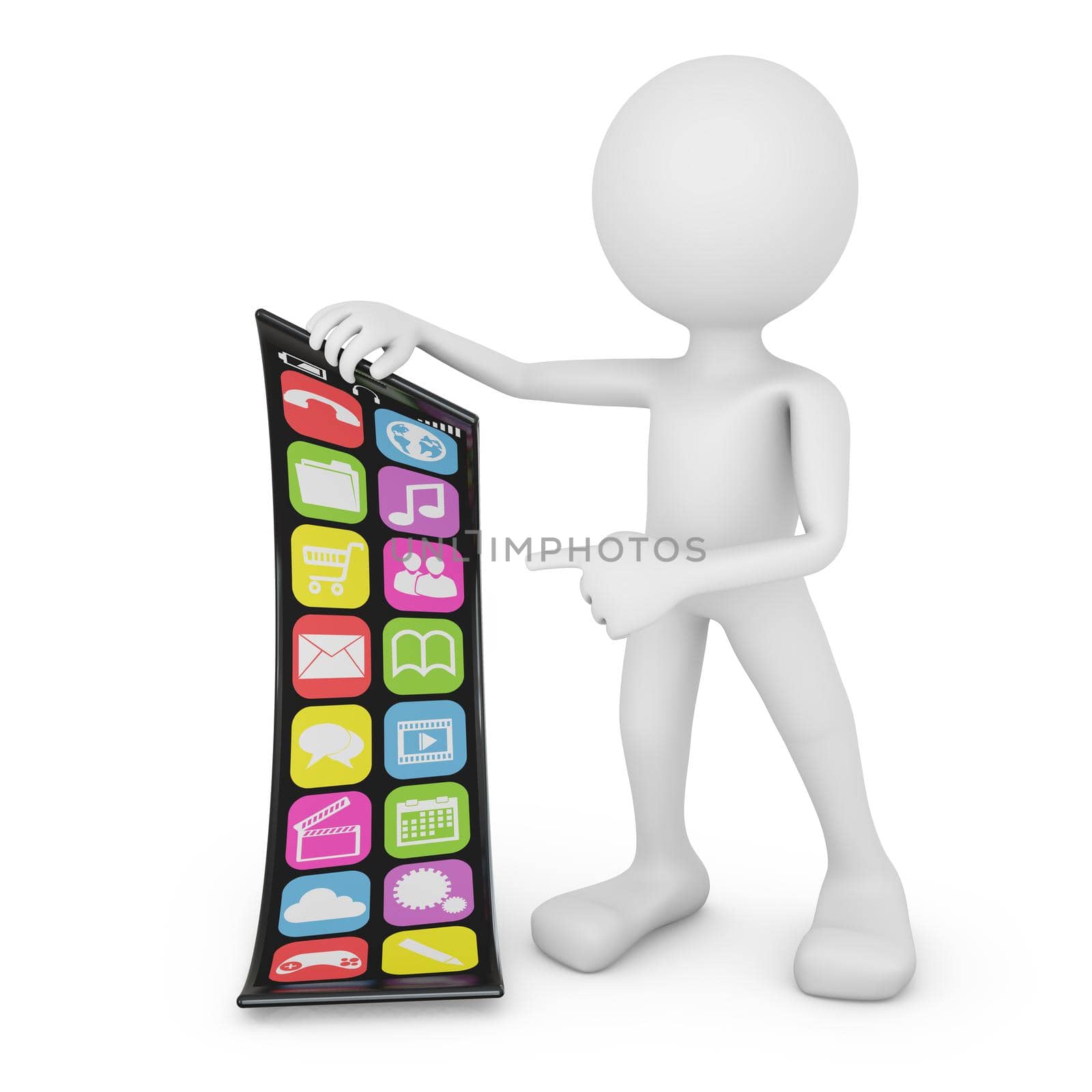 man holding a modern flexible touchscreen smartphone