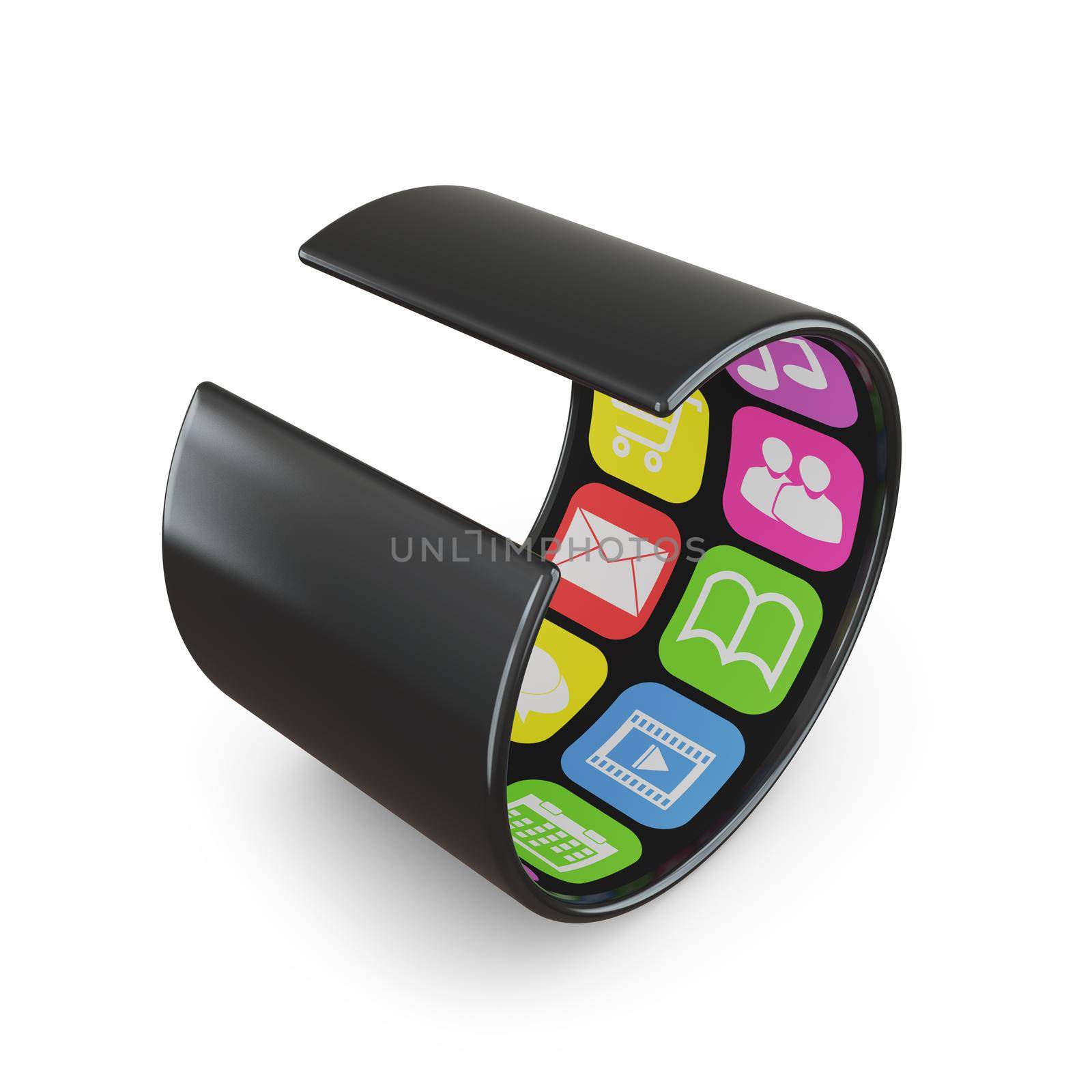 modern flexible touchscreen smartphone which strongly twisted