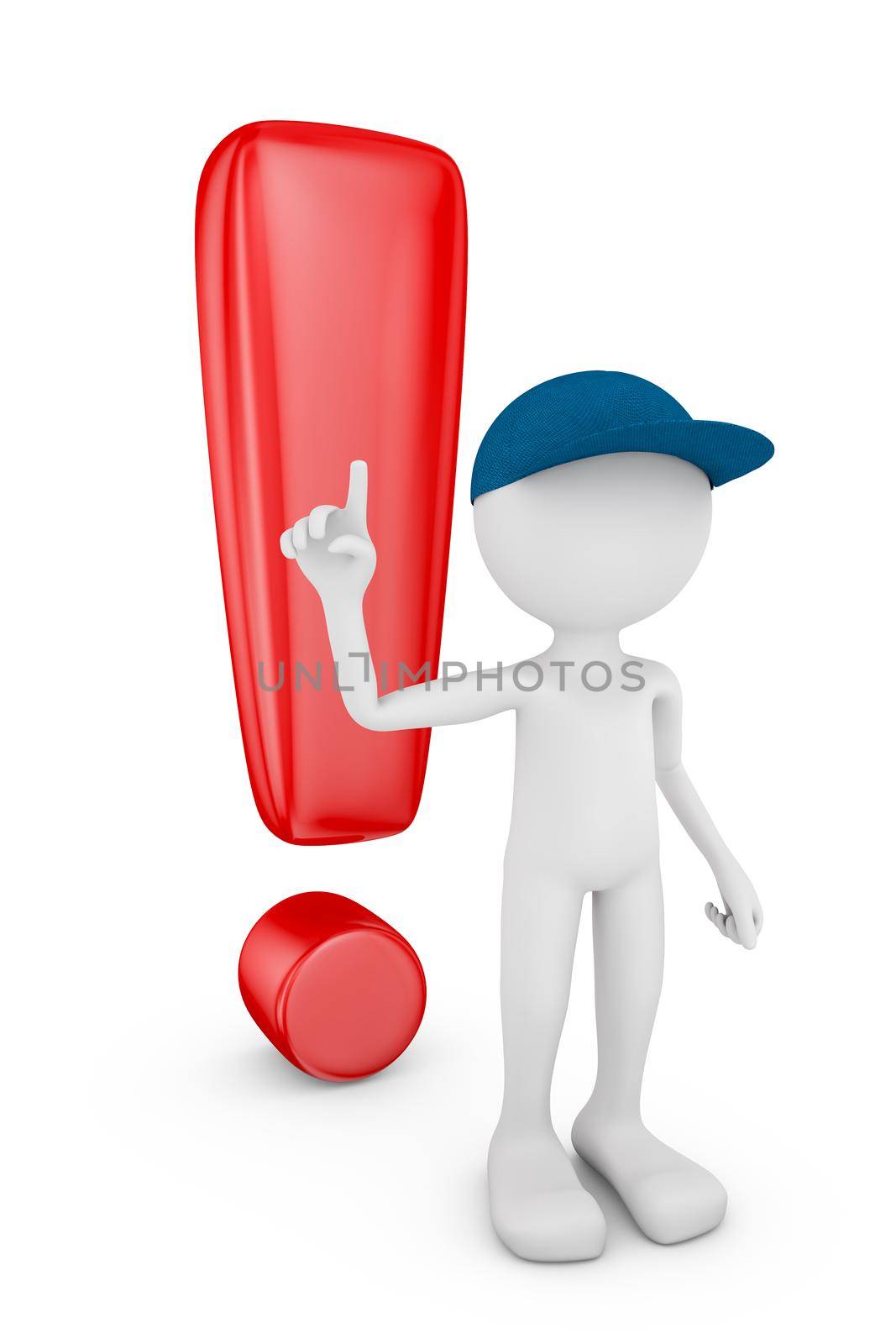 man in a cap and an exclamation mark