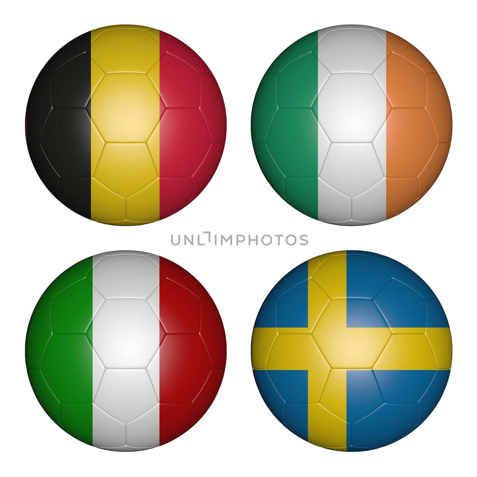 balls with flags of the  Championship, group e