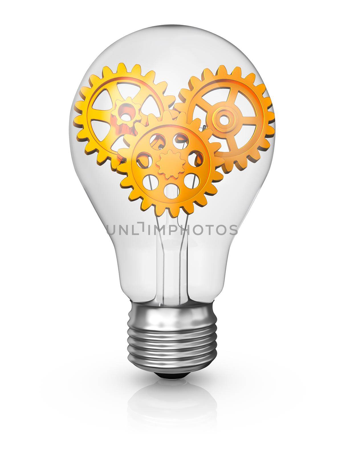 incandescent lamp which is located inside the golden gears