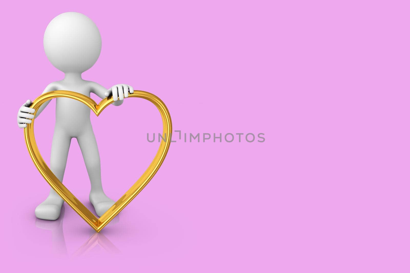 white man with a heart of gold on a pink background