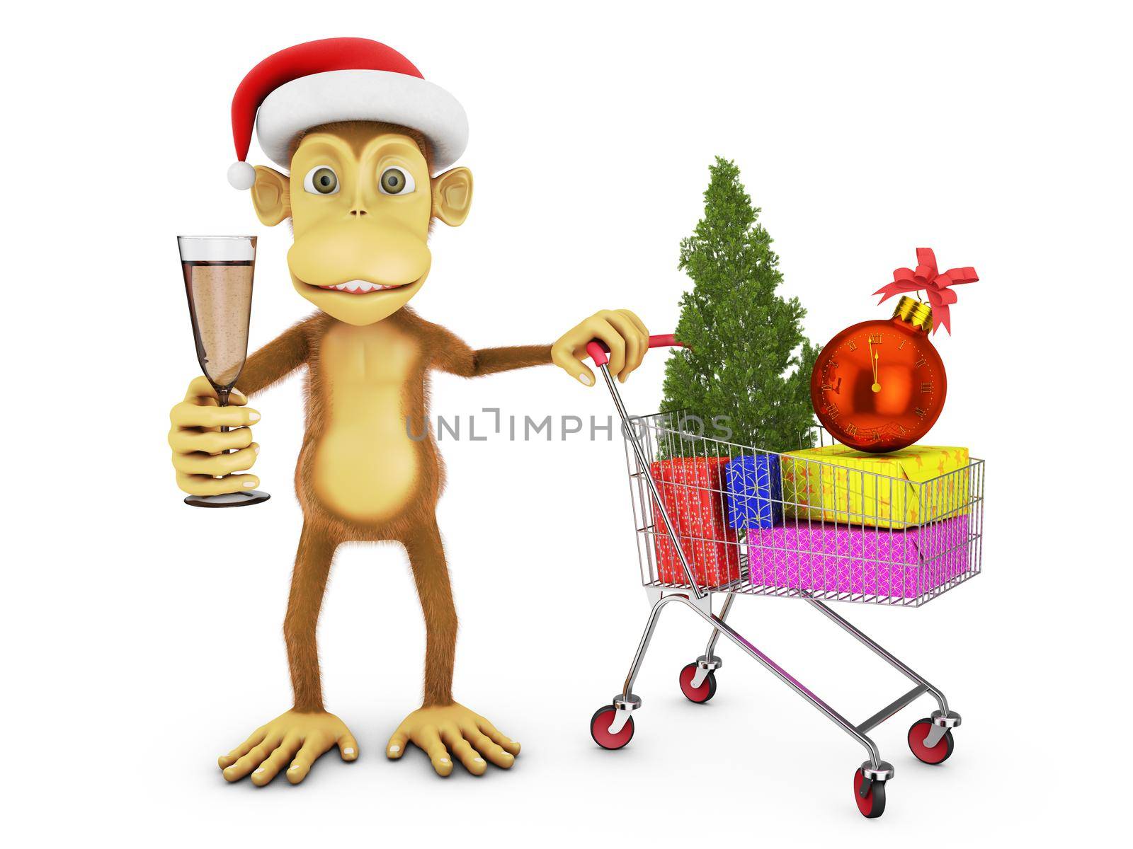 Monkey with cap of Santa by rommma