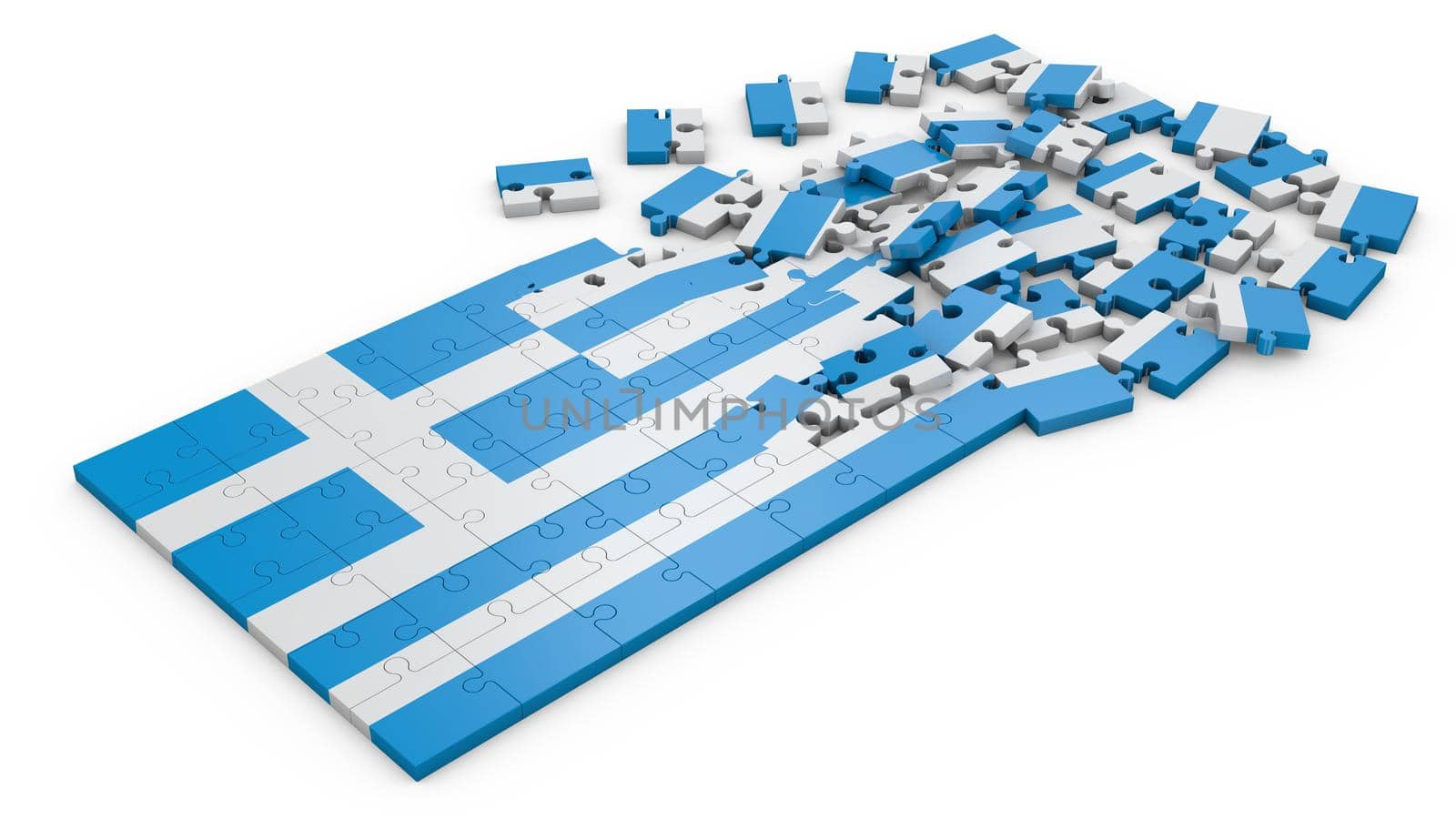 Puzzle in the form of the flag of Greece
