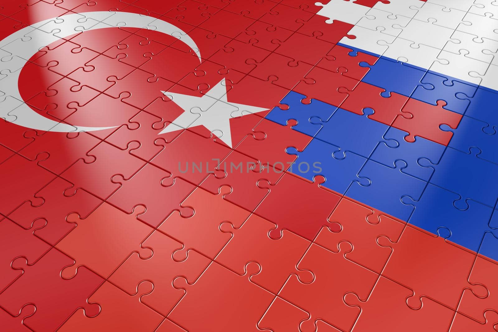 puzzles with a picture of the flags of Turkey and Russia