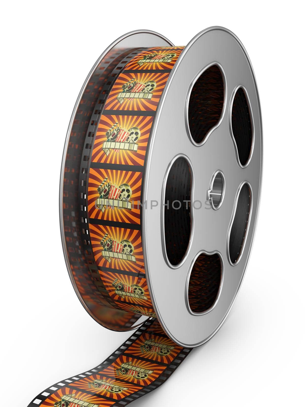 reel of film with color pictures on a white background