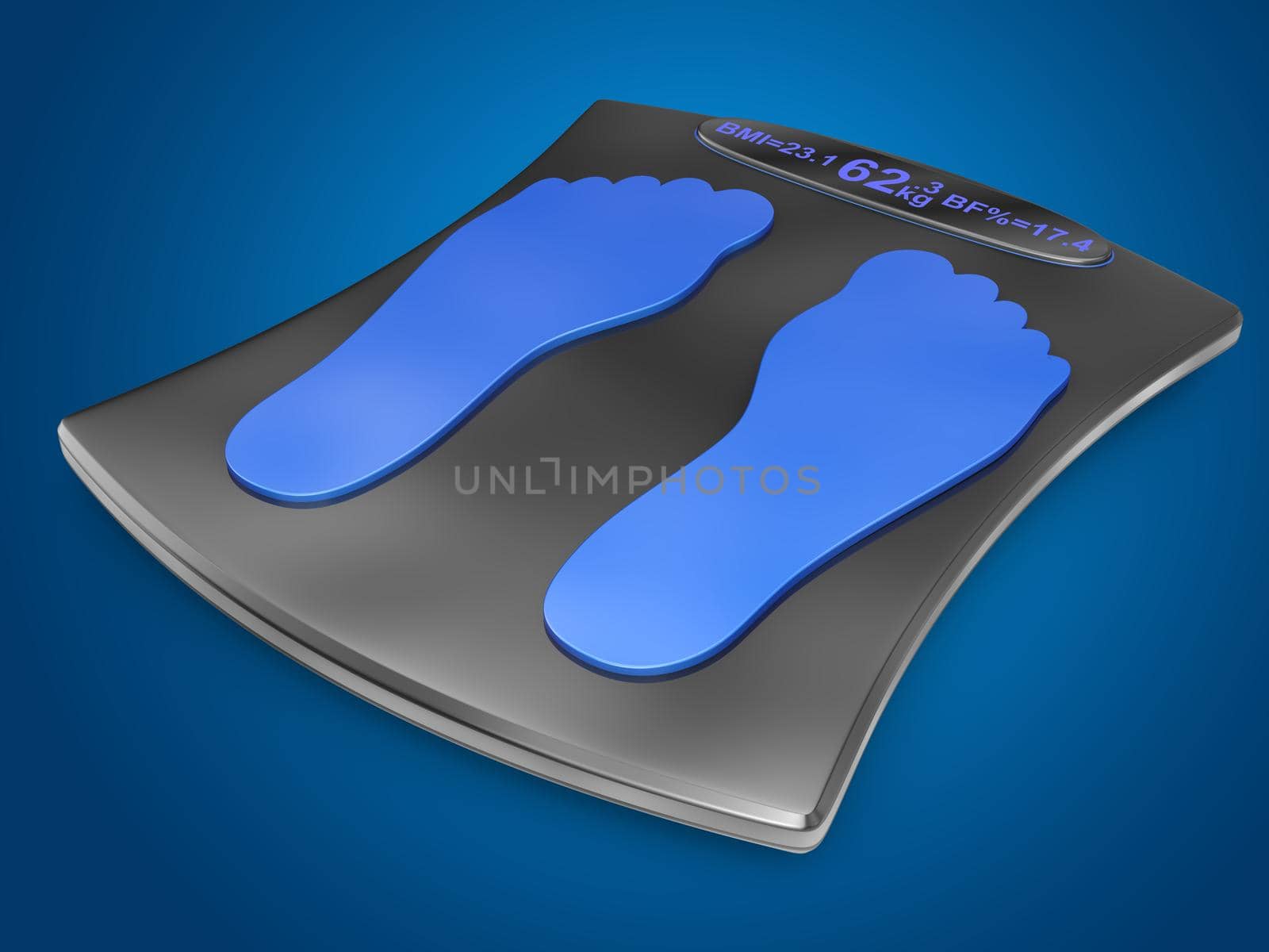 smart electronic scales on a blue background