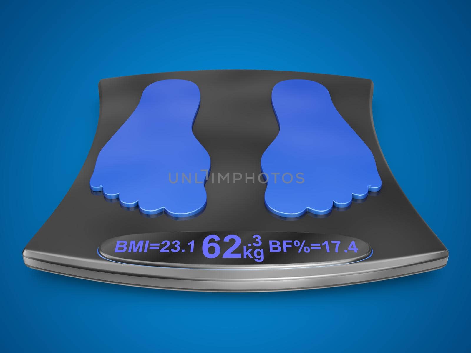 smart electronic scales on a blue background