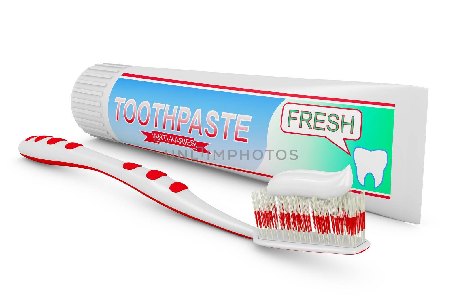 toothbrush and tube of toothpaste by rommma