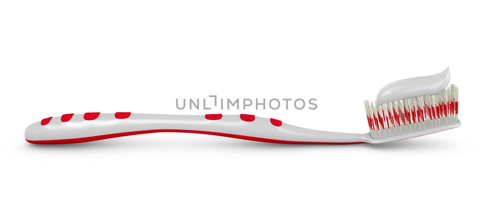 toothbrush with toothpaste on a white background