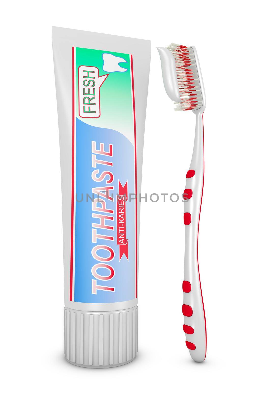 toothbrushes near the a tube of toothpaste